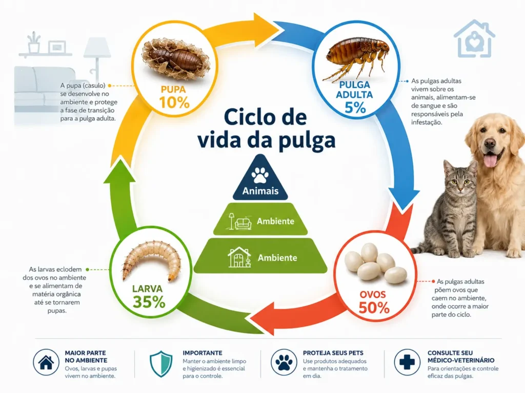 O ciclo de vida da pulga: por que é tão difícil de eliminar 